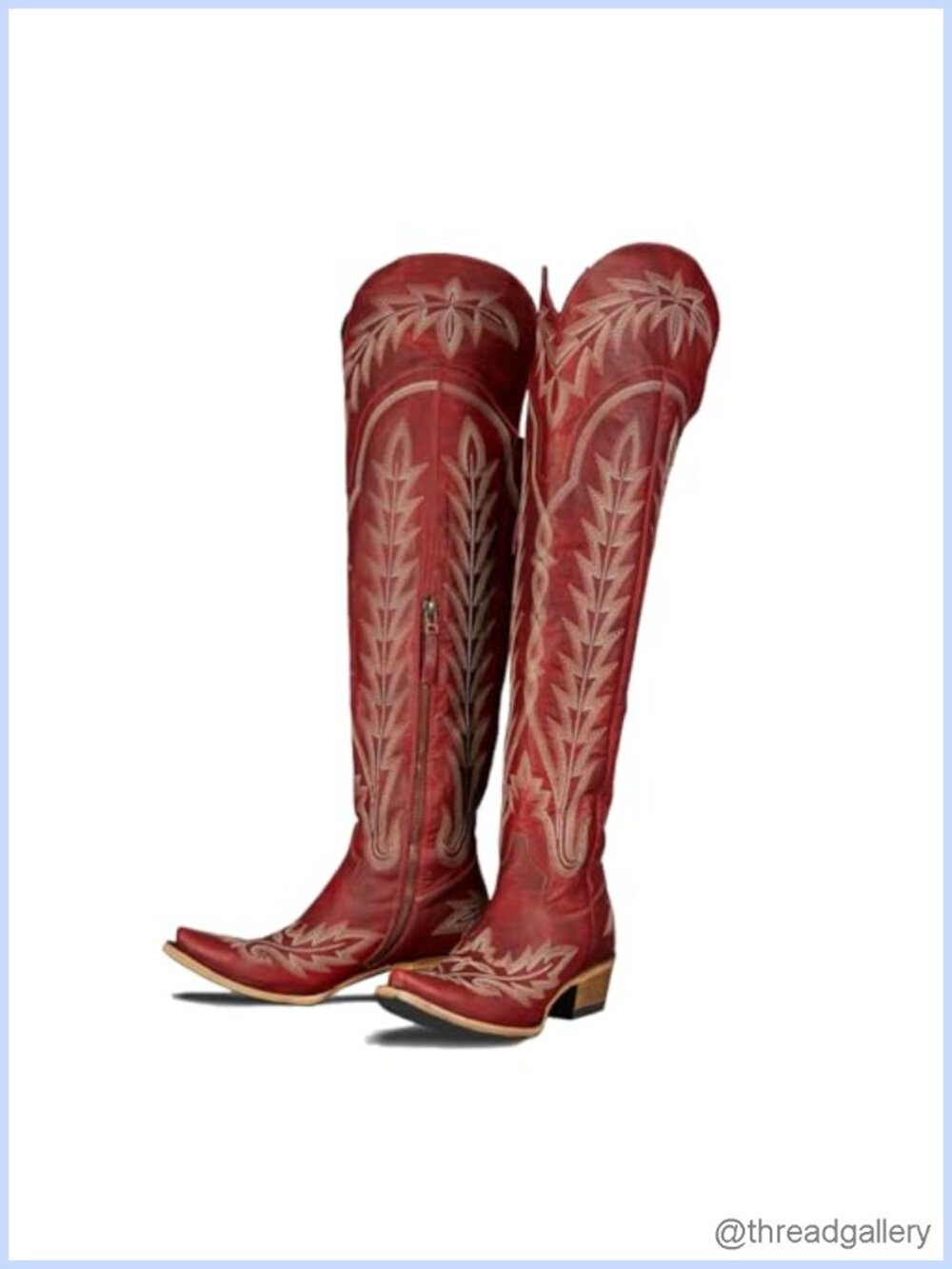 Over the Knee Western Boots Women Faux Leather Chunky Heel Pull-On - Picture 1 of 5